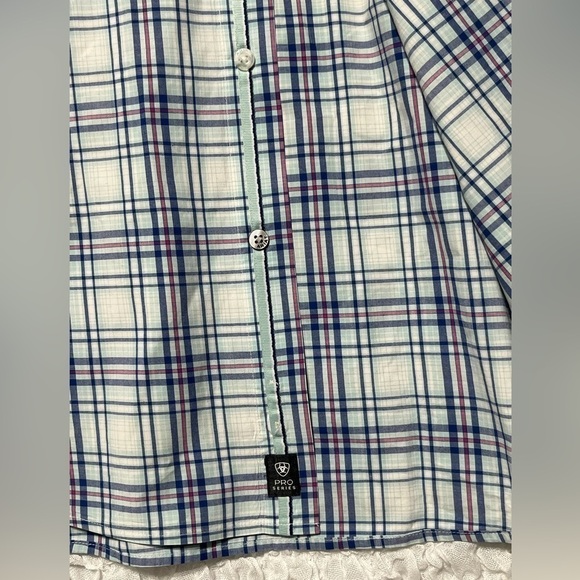 ARIAT PRO SERIES MENS WHITE BLUE SHIRT XL - Picture 4 of 9